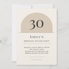 Modern Arch 30th Birthday Dinner Party Invitation Einladung