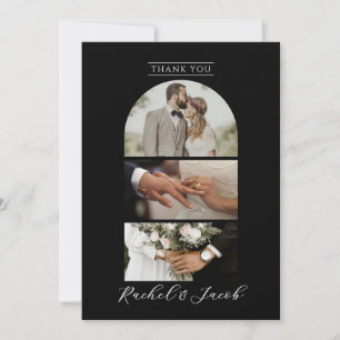 Modern Arch 4-Foto Collage Wedding Dankeschön Kart Dankeskarte