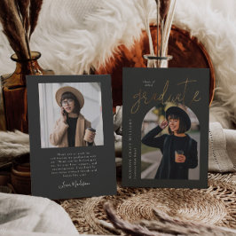 Modern Arch Abschluss Gold Holzkohle Grau Einladung