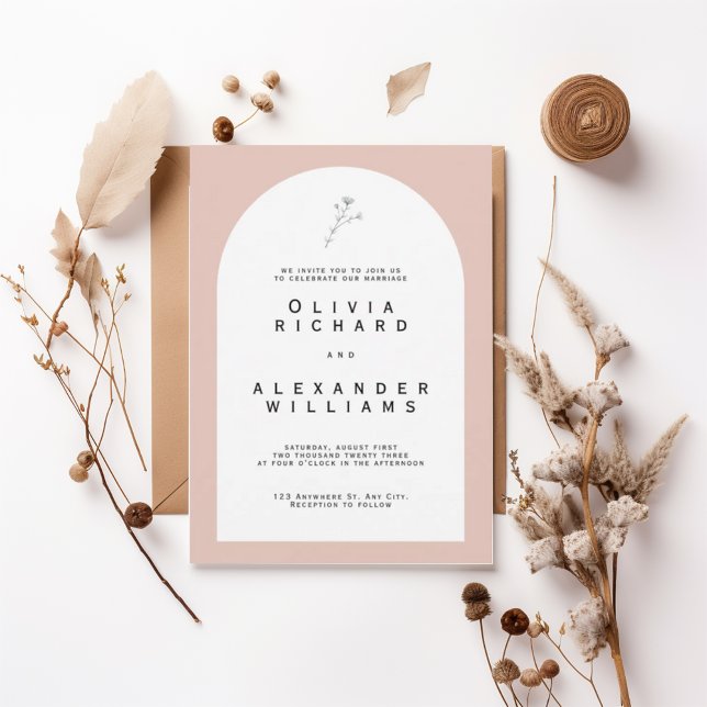 Modern Arch Blush Minimalist Wedding Invitation Einladung (Von Creator hochgeladen)