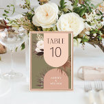 Modern Arch Bohemisch Chic Boho Wasserfarbe Floral Tischnummer<br><div class="desc">Moderne böhmische Aquarell tropische Blumen Hochzeit Tischnummer. Unser Design zeichnet sich durch unsere handgezeichnet bohobolden botanischen Blume und tropischen Pflanzen aus. Moderne geometrische Formen in Verbindung mit einer schönen, modernen Boho-Farbpalette schaffen diese elegante Hochzeitsfeier-Tischnummer. Passen Sie den Namen des Paares zusammen mit dem Hochzeitstermin an. Alle Illustrationen sind handgezeichnet Originalwerke...</div>