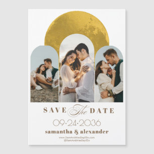Modern Arch Celestial Moon 3 Foto Save the Date Magneteinladung