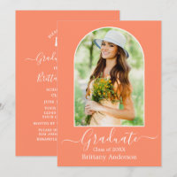 Modern Arch Coral Peach Graduation Party