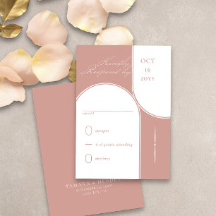 Modern Arch Elegante Calligrafy Rose Goldene Hochz RSVP Karte