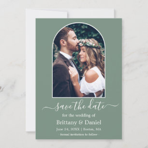 Modern Arch Foto Frame Sage Green Save The Date