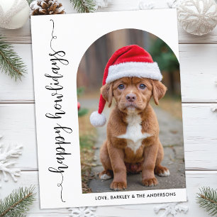 Modern Arch Foto Weihnachtsfeiertag Hund Feiertagspostkarte