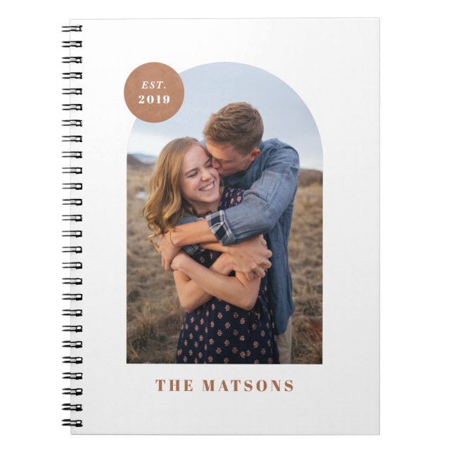 Modern Arch Frame Spiral Foto Notebook Notizblock (Vorderseite)
