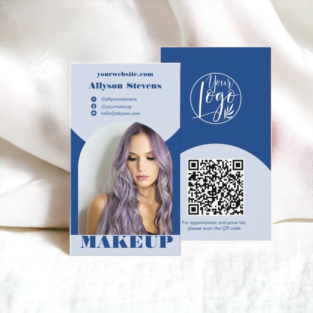 Modern arch makeup blue photo qr code logo visitenkarte (Modern arch makeup blue photo qr code logo business card)