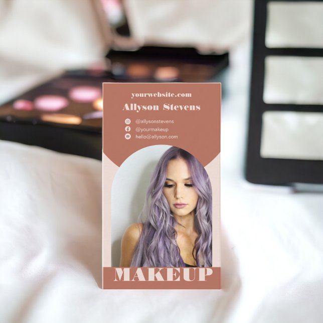 Modern arch makeup boho Foto qr Logo Visitenkarte (Modern arch makeup boho photo qr code logo business card)