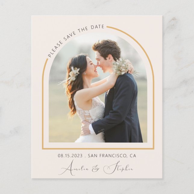Modern Arch mit Real Foil Save the Date Karte (Vorderseite)