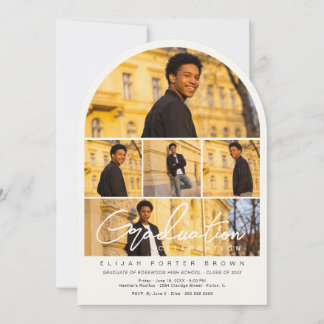 Modern Arch Multi Photo Collage Graduate TMF26 Einladung