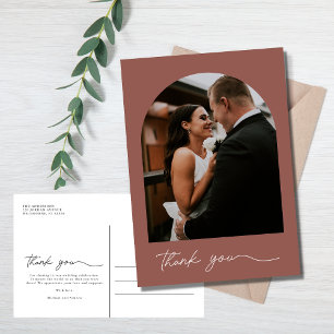 Modern Arch Photo Wedding Thank You Postkarte