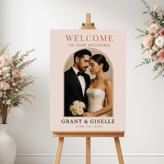 Modern Arch Photo Wedding Welcome Sign  Poster (Von Creator hochgeladen)
