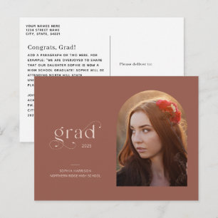 Modern Arch Red Rust 1-Photo 2023 Graduation Postkarte