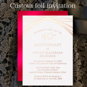 Modern Arch Ruby 40th Wedding Anniversary Party Folieneinladung