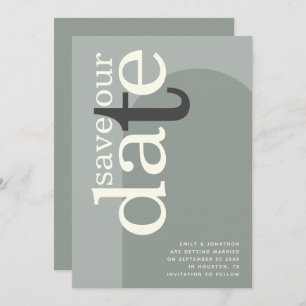 Modern Arch Stilvolle Typografie Sage Green Save The Date