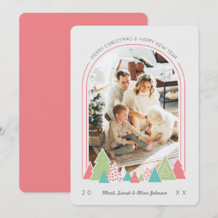 Modern Arch und farbenfrohe Foto Weihnachtskarte Einladung