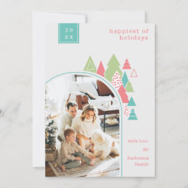 Modern Arch und farbenfrohe Foto Weihnachtskarte Einladung