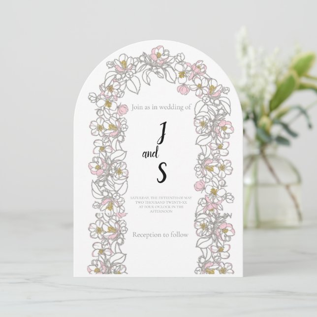 Modern Arch Wedding Invitation | Stylish Aesthetic Einladung (Stehend Vorderseite)