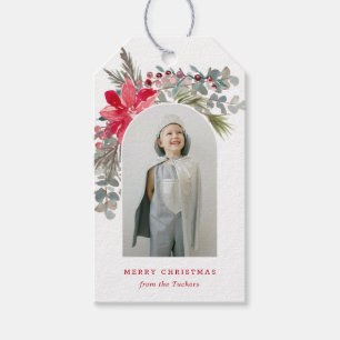 Modern Arch Weihnachten Wasserfarben Blumengebirge Geschenkanhänger