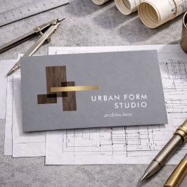Modern Architect Wood Logo Gray Visitenkarte