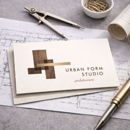 Modern Architect Wood Logo Ivory Visitenkarte