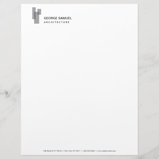 Modern Architectural Blocks Logo Grau/Weiß Briefbogen (Vorderseite)