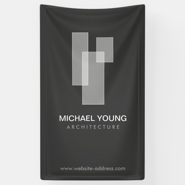 Modern Architectural Blocks Logo weiß/grau Banner (Vertikal)