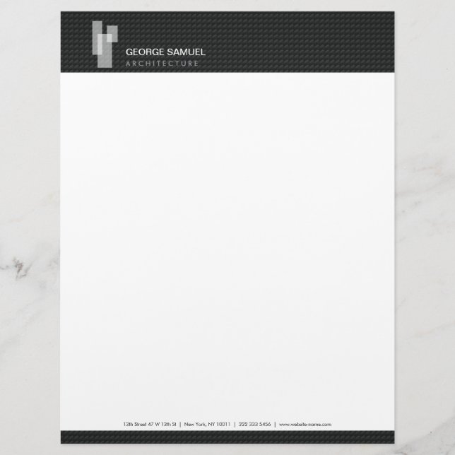 Modern Architectural Blocks Logo Weiß/Grau  Briefbogen (Vorderseite)
