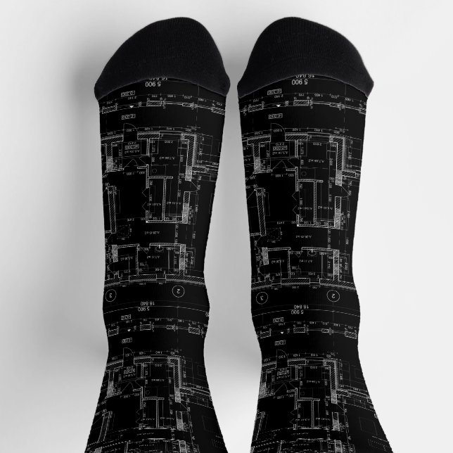 Modern Architectural Blueprint  Socken (Oben)