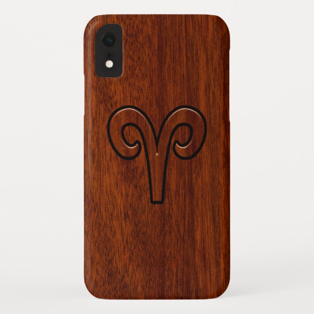 Modern Aries Zodiac Symbol in Mahagoni wie Druck Case-Mate iPhone Hülle (Rückseite)