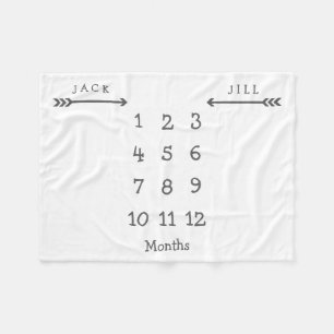 Modern Arrow Twin Milestone Baby Blanket Fleecedecke