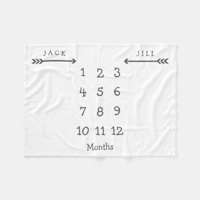 Modern Arrow Twin Milestone Baby Blanket Fleecedecke (Vorderseite (Horizontal))