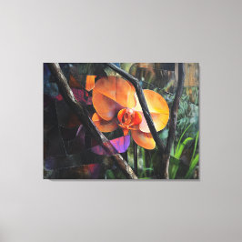 Modern Art Abstract Cubist Orchid Stretched Canvas Leinwanddruck