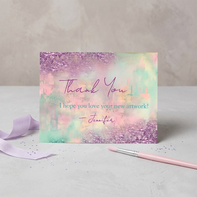 Modern Art Abstract Paint Watercolor Artist Dankeskarte (#WatercolorDesign
#CreativeBrand
#FeminineBranding
#ArtBusiness
#ArtistPackaging
#SmallBusinessBrand)