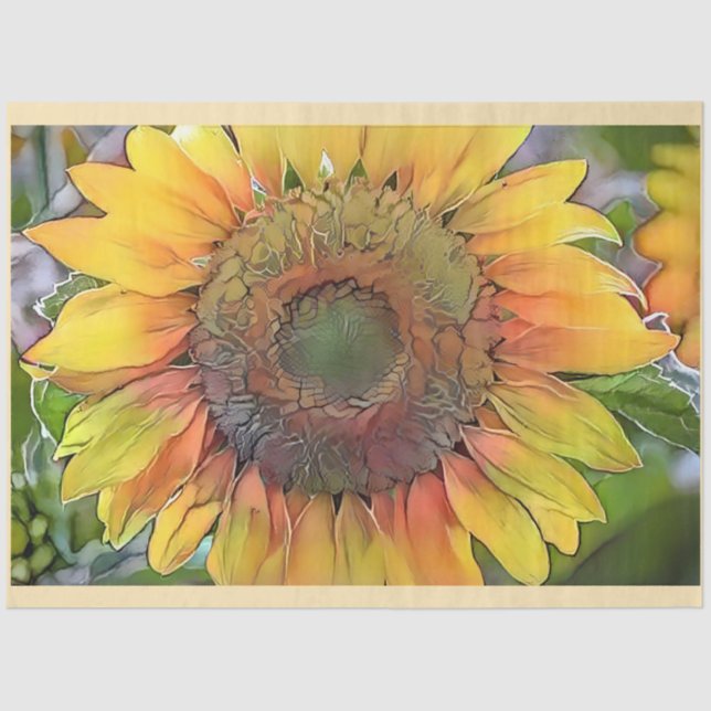 Modern Art Big Sunflower Collection Seidenpapier (Vorderseite)