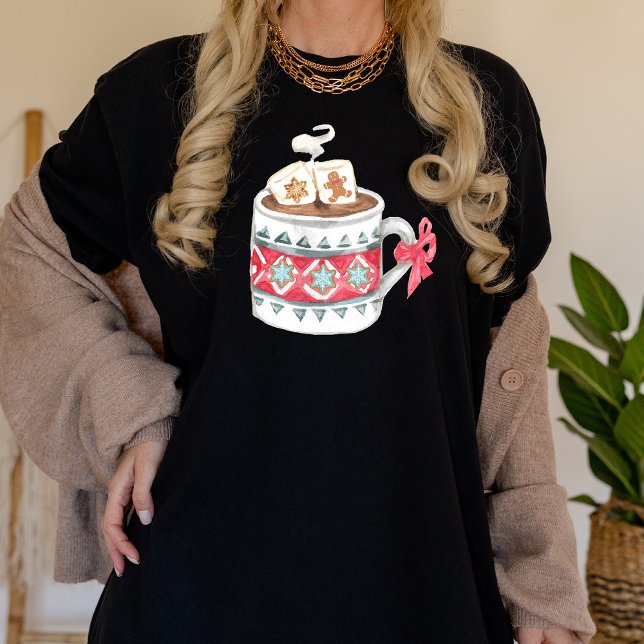 Modern Art Coquette Frauen Frohe Weihnachtsfeierta T-Shirt (Christmas coffee mug shirt)