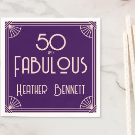 Modern Art Deco 50 and Fabulous Birthday Serviette