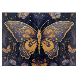 Modern Art Deco Lila Blue Gold Butterfly Schneidebrett