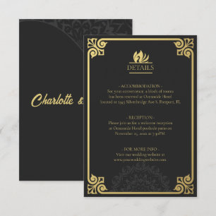 Modern Art Deco Schwan Gold und Schwarz Details Begleitkarte