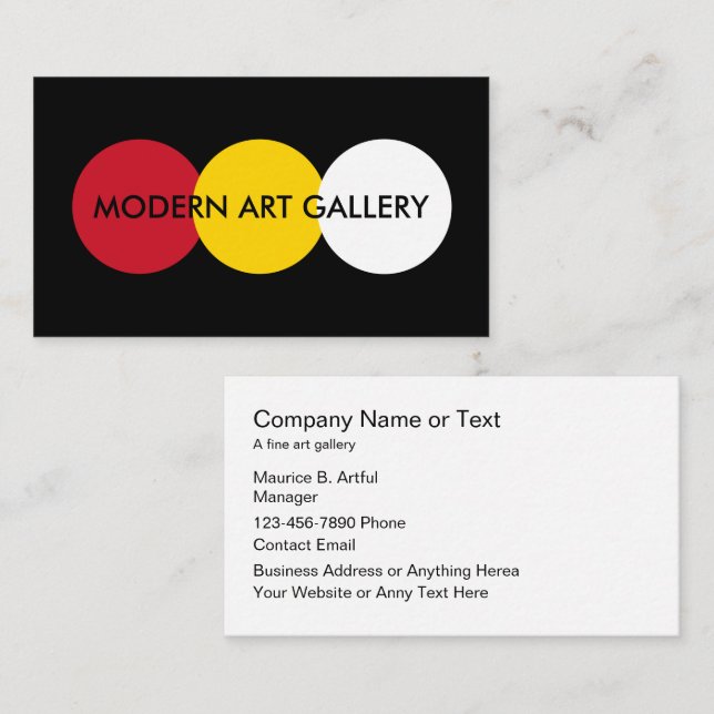 Modern Art Gallery Theme Business Cards Visitenkarte (Vorne/Hinten)