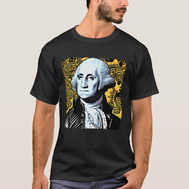 Modern Art George Washington 4th of July Patriotic T-Shirt (Vorderseite)
