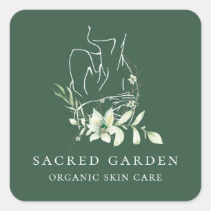 Modern-Art-Logo für Feminine Blumenmuster Quadratischer Aufkleber