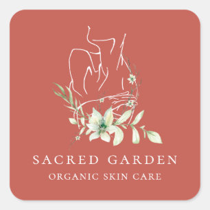 Modern-Art-Logo für Feminine Blumenmuster Quadratischer Aufkleber