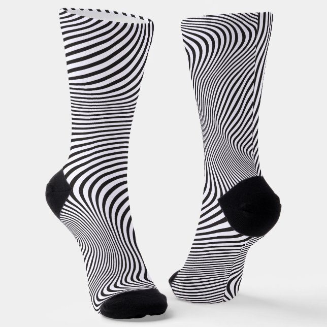 Modern Art Op-Art MCM Black White Zebra Stripes Socken (Gewinkelt)
