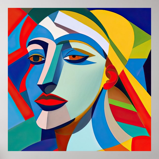 Modern Art Picasso Style Frau Poster (Vorne)
