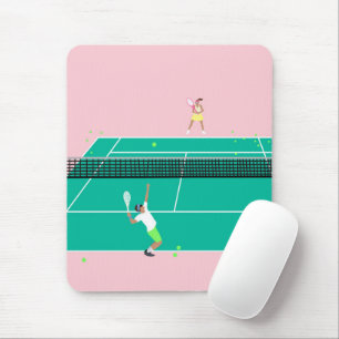 Modern Art Tennis Match Player Pink Green   Mousepad