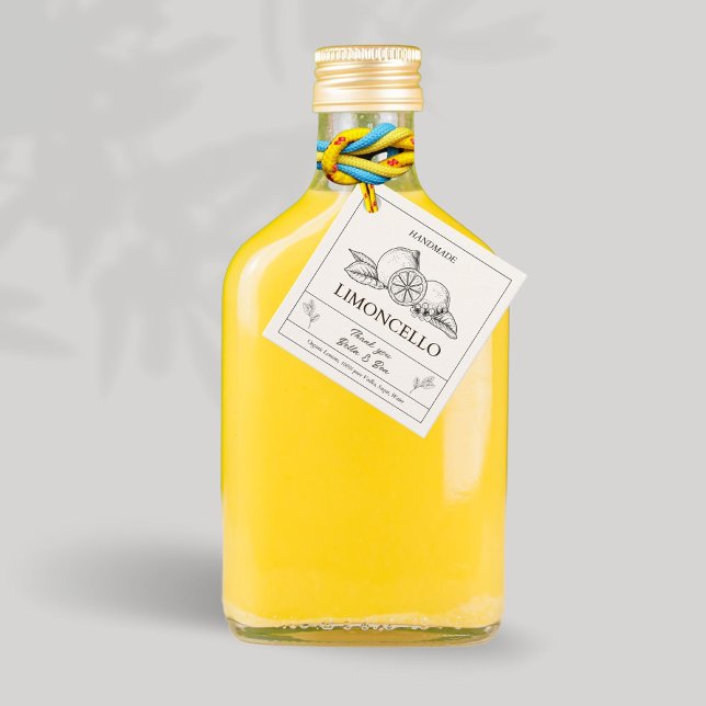 Modern Artisan Lemon Wedding Limoncello Flasche Geschenkanhänger (Von Creator hochgeladen)