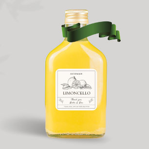 Modern Artisan Lemon Wedding Limoncello Flasche Quadratischer Aufkleber