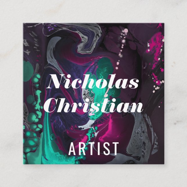 Modern Artist | Colorful | Paint Brushed  Quadratische Visitenkarte (Vorderseite)